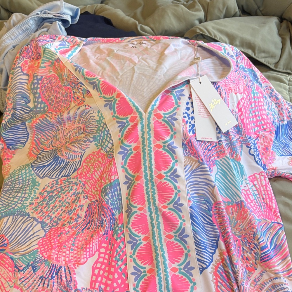 Lilly Pulitzer Vibrant Asymmetrical Dress in Pink and Blue